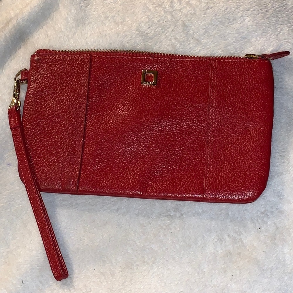 Red Grain Leather โLodisโ wristlet. So Nice!!